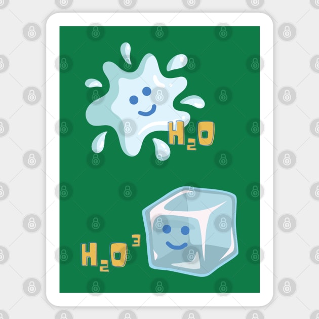 H2O and H2O CUBE chemistry pun Sticker by HAVE SOME FUN